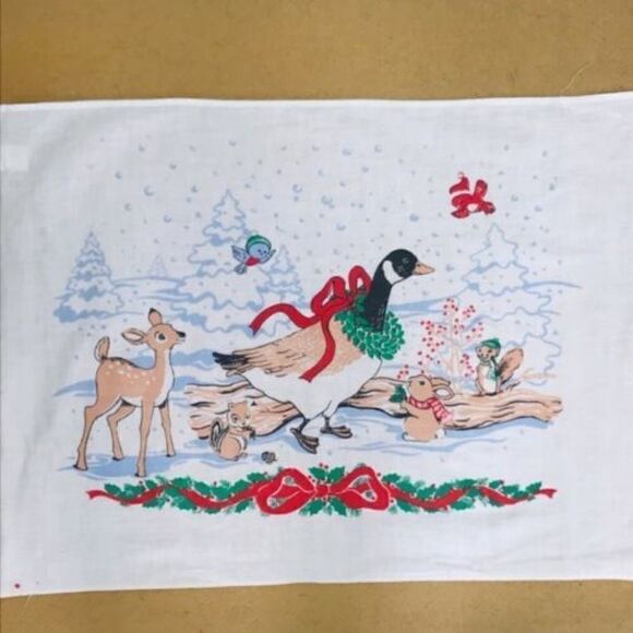 CHRISTMAS Kitchen Towel Deer Duck Cotton Set Of 4 - Picture 5 of 5